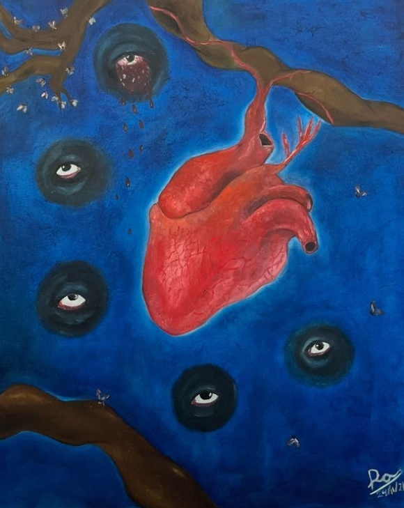 Pintura de corazón y ojos